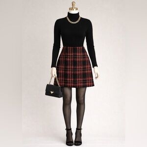 ✨ Brand New with Tags!!! LOFT Red and Black Plaid Mini Skirt
